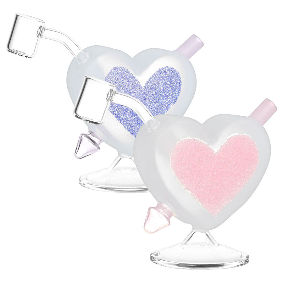 Heart Sparkles Glass Mini Rig - 4.5" / 10mm F / Colors Vary - Headshop.com