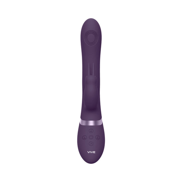 VIVE RINI Rechargeable Triple-Motor Pulse-Wave Dual Entry Silicone Rabbit Vibrator Purple - Headshop.com