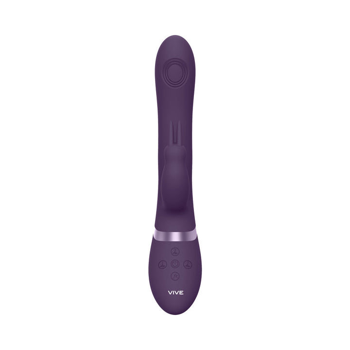 VIVE RINI Rechargeable Triple-Motor Pulse-Wave Dual Entry Silicone Rabbit Vibrator Purple - Headshop.com
