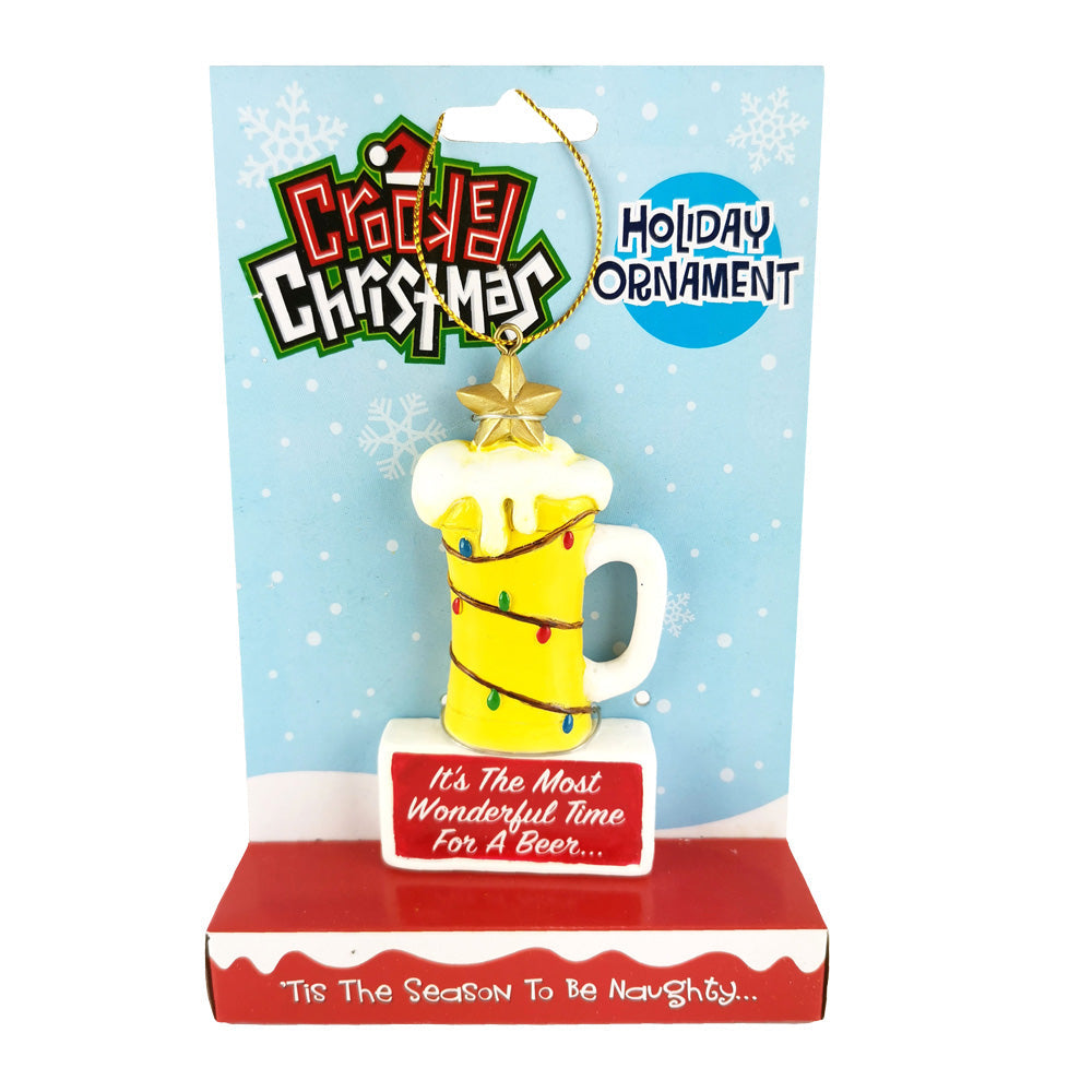 Crooked Christmas Ornament - Most Wonderful Time For A Beer - Headshop.com