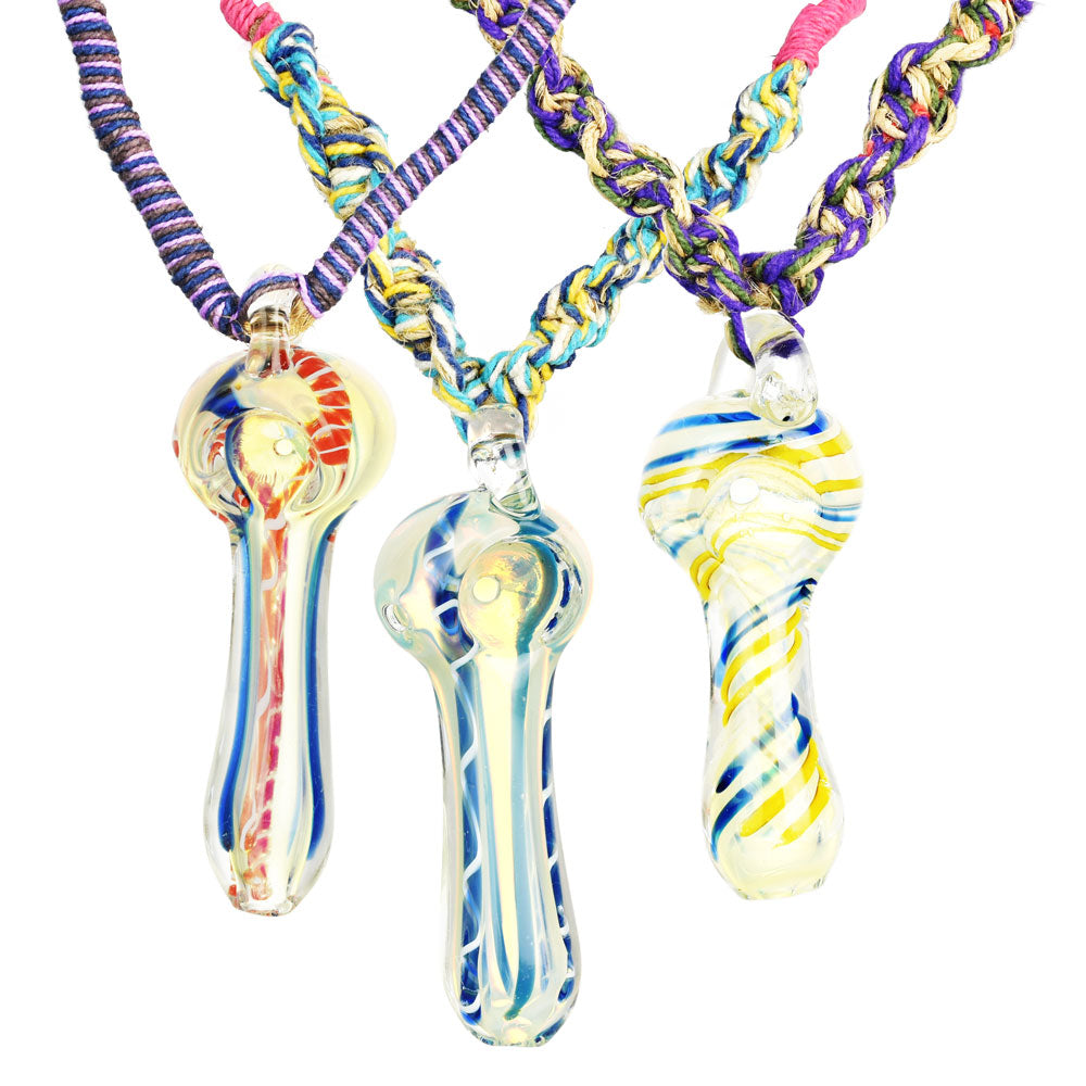 Glass Novelty Mushroom-Shaped Pipe Pendant on Hemp Necklace - Headshop.com