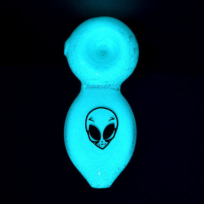 Alien Tech Glow In The Dark Glass Pipe - 3.5" - Headshop.com