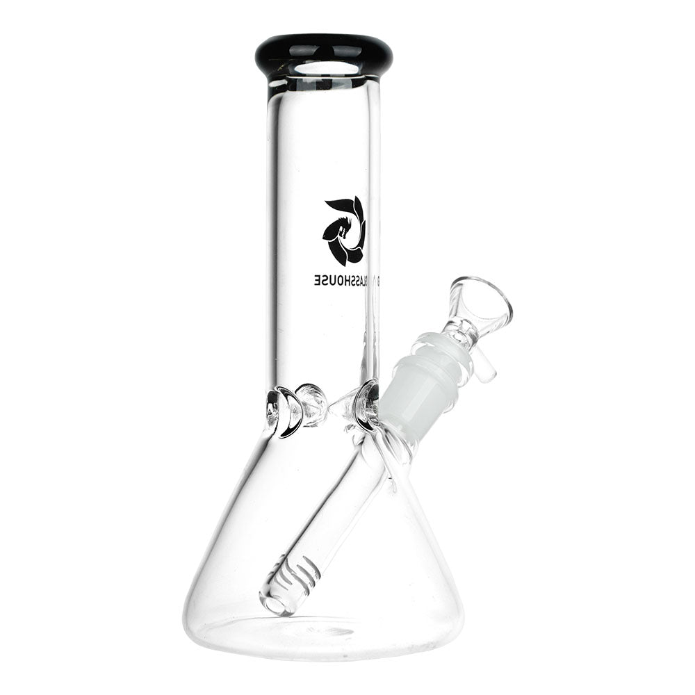 Glass House Pinched Beaker Glass Water Pipe - 7.75" / 14mm F / Colors Vary - Headshop.com