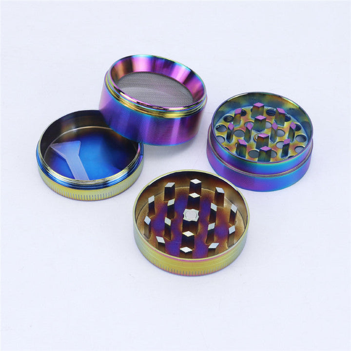 4 Piece Zinc Alloy Iridescent Metal Grinder - Headshop.com