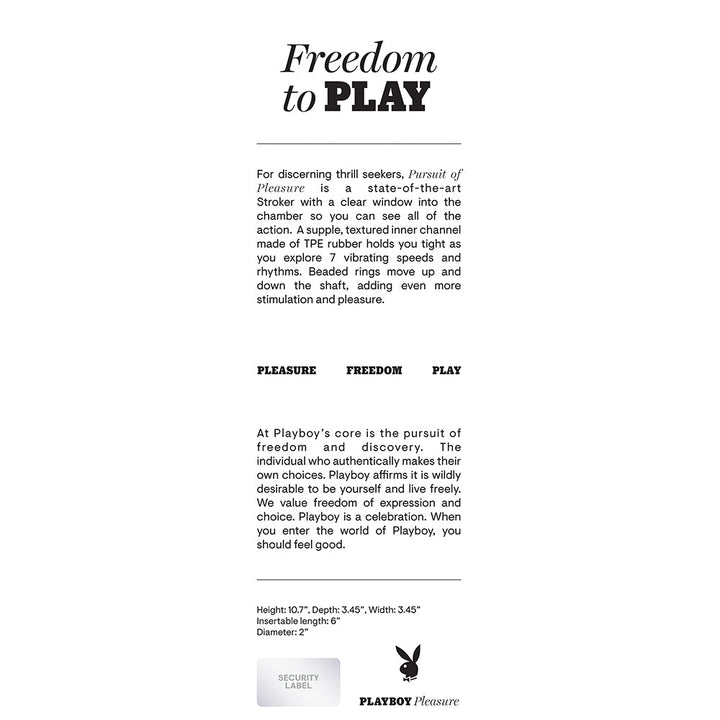 Playboy Pursuit Of Pleasure Rechargeable Vibrating Beaded Stroker - Headshop.com