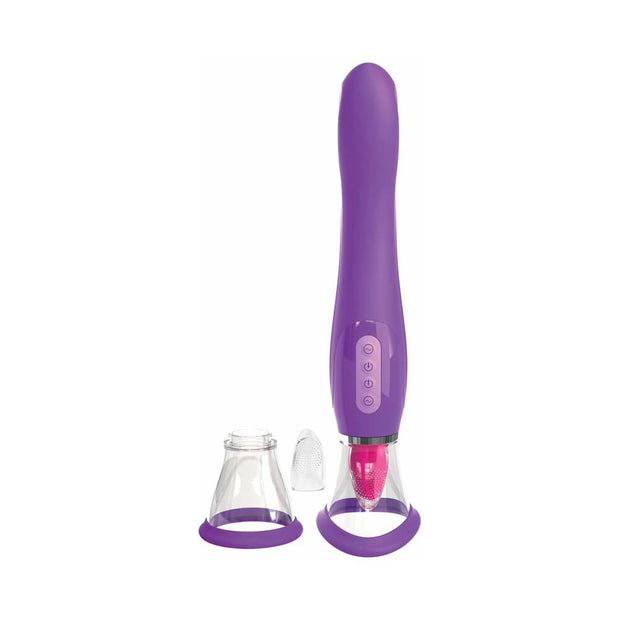 Pipedream Fantasy For Her Her Ultimate Pleasure Dual-Ended Vibrator With Licking Suction Purple - Headshop.com