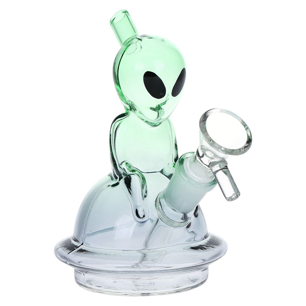 Alien UFO Ombre Mini Glass Water Pipe - 5" / 14mm F / Colors Vary - Headshop.com