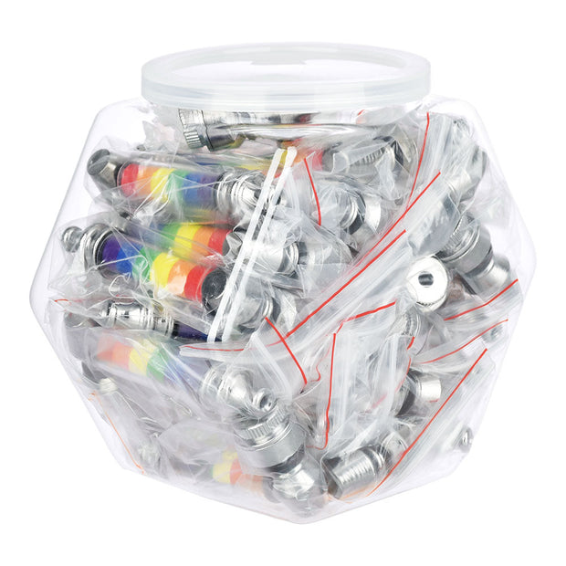 Aluminum Hand Pipe - 3" / Rainbow 25PC Jug - - Headshop.com