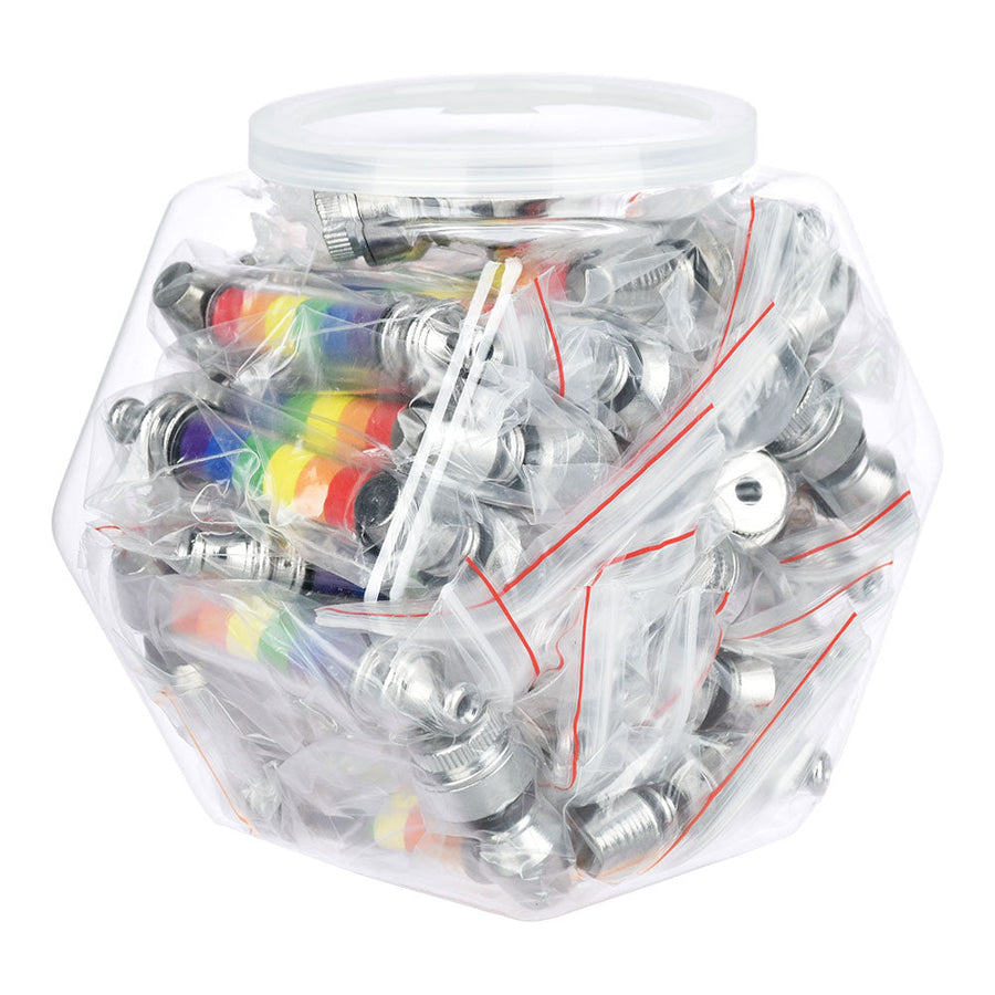 Aluminum Hand Pipe - 3" / Rainbow 25PC Jug - - Headshop.com