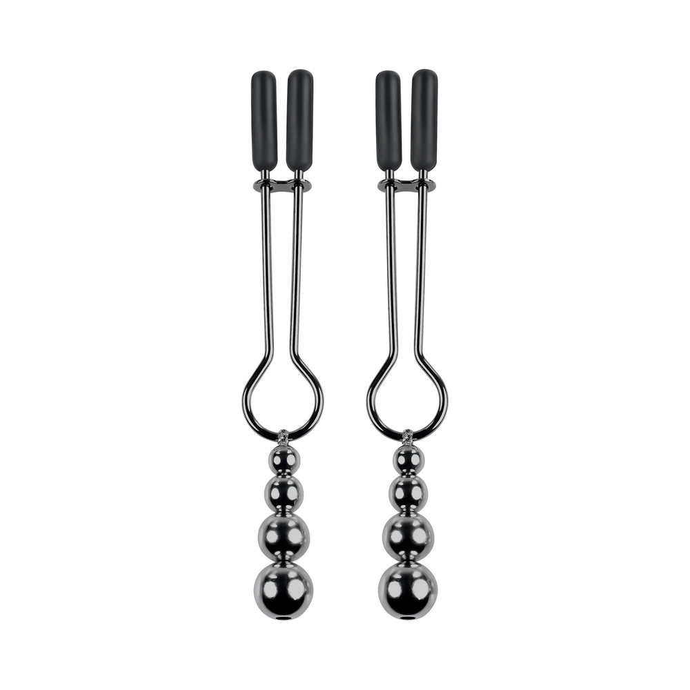 Selopa Beaded Nipple Clamps Stainless Steel Black Chrome - Headshop.com