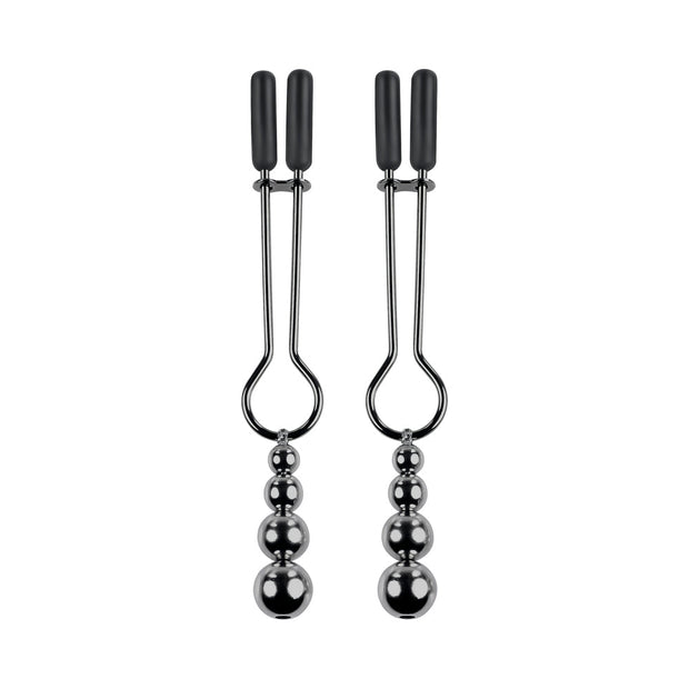 Selopa Beaded Nipple Clamps Stainless Steel Black Chrome - Headshop.com