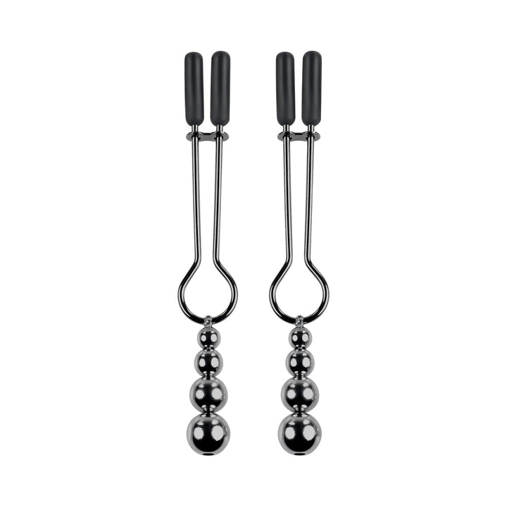 Selopa Beaded Nipple Clamps Stainless Steel Black Chrome - Headshop.com