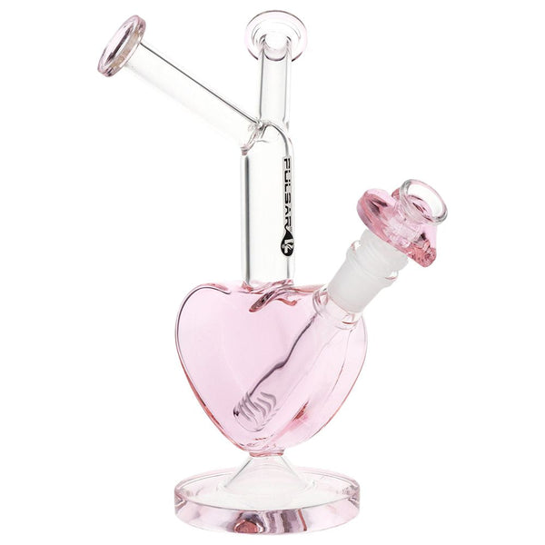 Pulsar Double Kiss Heart Glass Water Pipe - 11" / 14mm F Pulsar Double Kiss Heart Glass Water Pipe - 11" / 14mm F