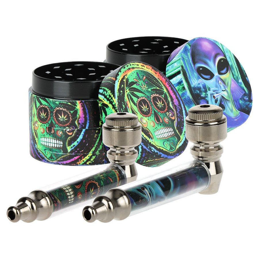 Neo-Psych Pipe & Grinder Boxed Set - 3.25" / Designs Vary - Headshop.com