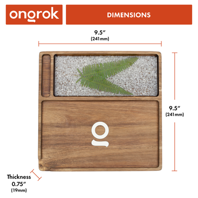 Ongrok Premium Natural Acacia Wood Tray | 9.5" x 9.5" - Headshop.com