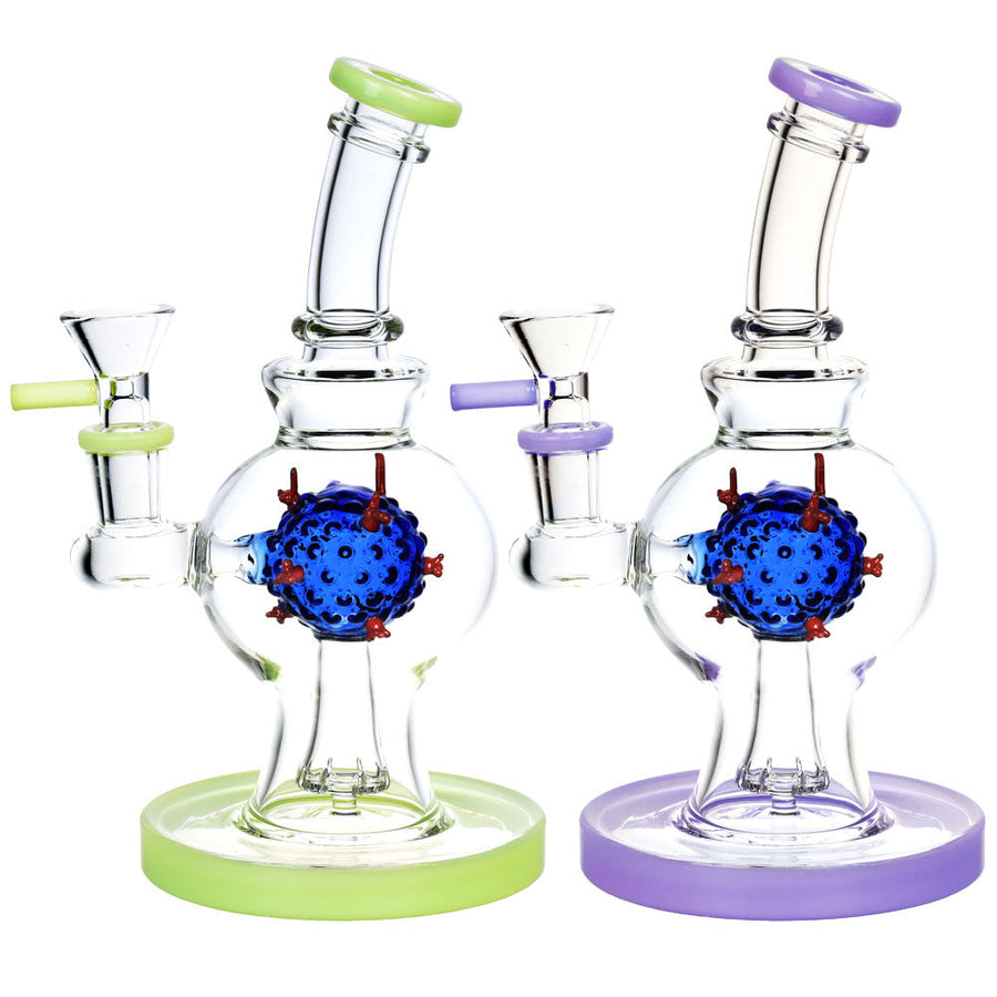 Coronavirus Perc Glass Water Pipe - 7.5"/14mm F/Colors Vary - Headshop.com