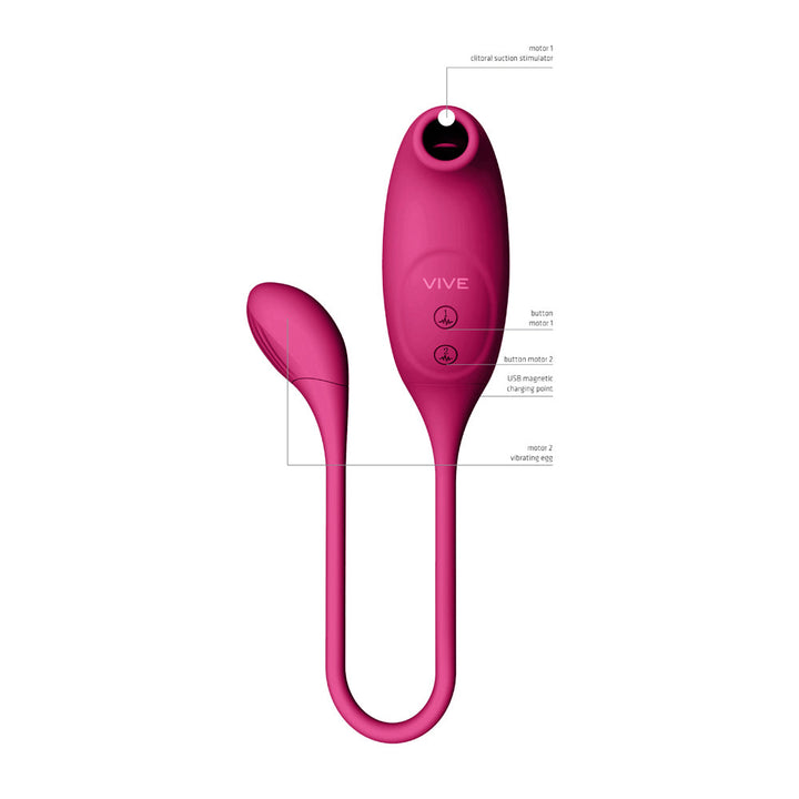 VIVE QUINO Rechargeable Air Wave & Vibrating Silicone Egg Vibrator Pink - Headshop.com