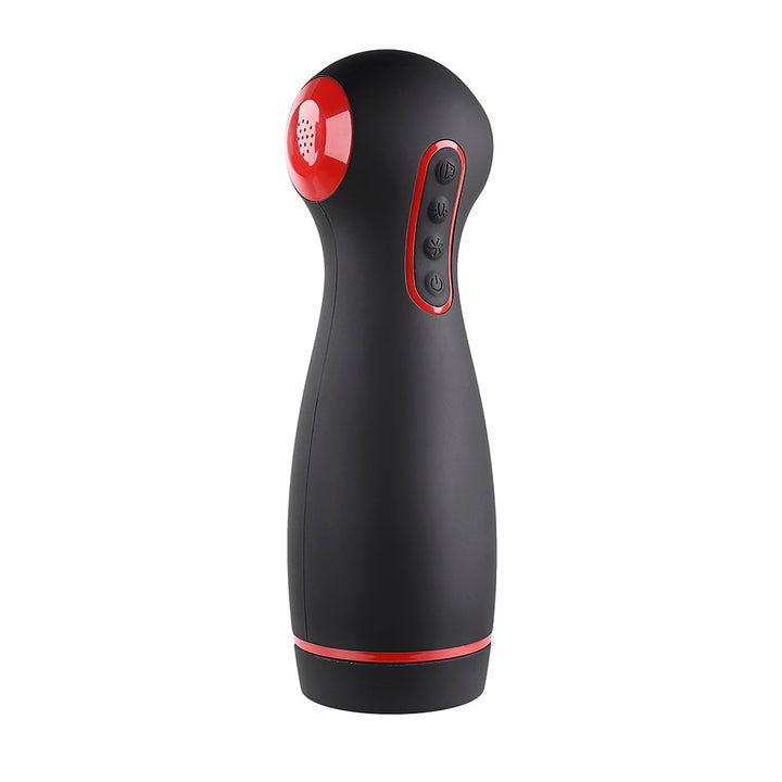 Zero Tolerance Tight Squeeze Rechargeable Vibrating Squeezing Talking Stroker TPE Black/Red - Headshop.com