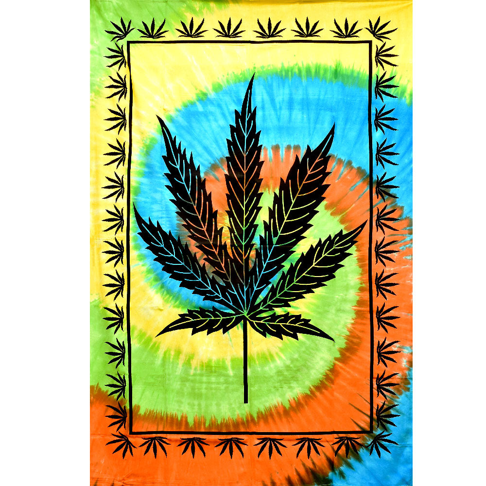 ThreadHeads Tie-Dye Hemp Leaf Tapestry - Headshop.com