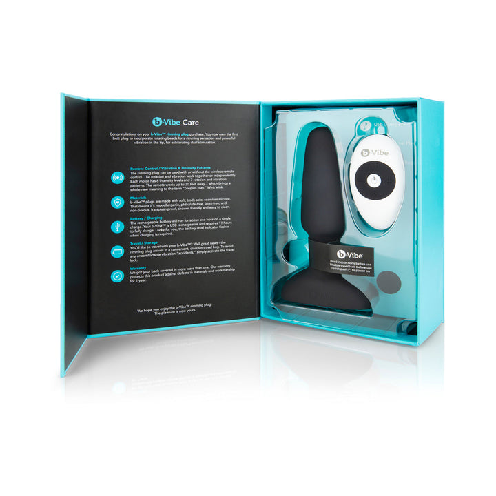 b-Vibe Rimming 2 Rotating and Vibrating Remote Control Plug Black - Headshop.com