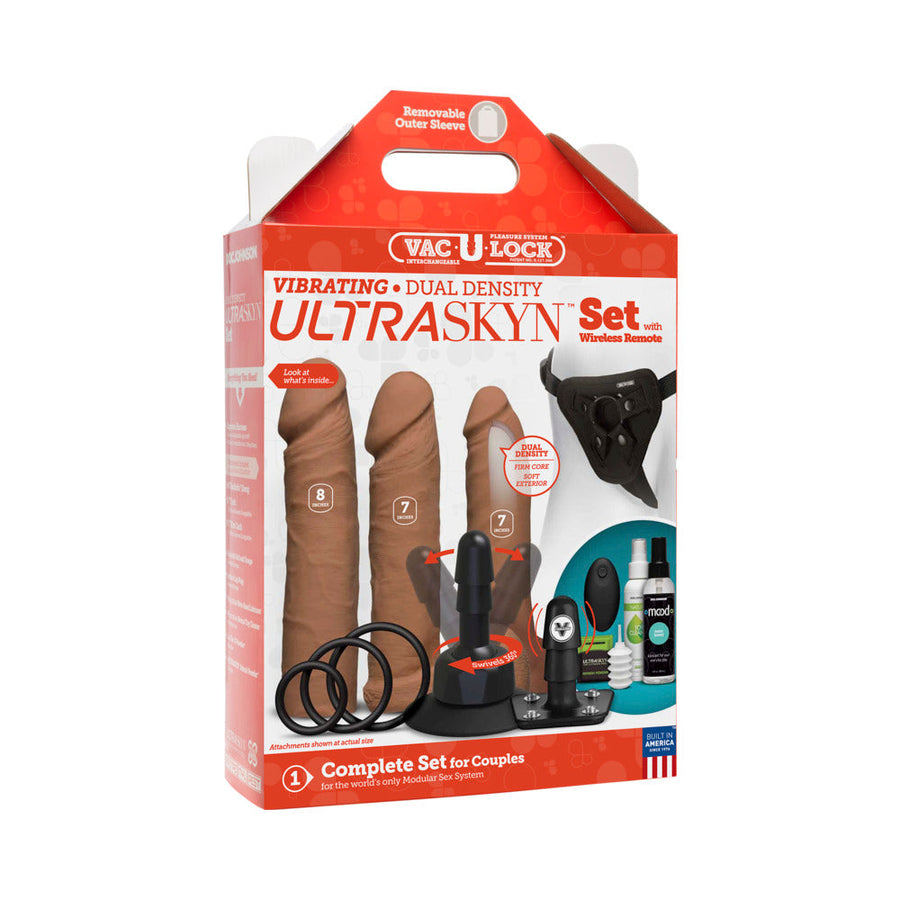 Vac-U-Lock - VIBRATING Dual Density ULTRASKYN Set w/Wireless Remote Caramel - Headshop.com