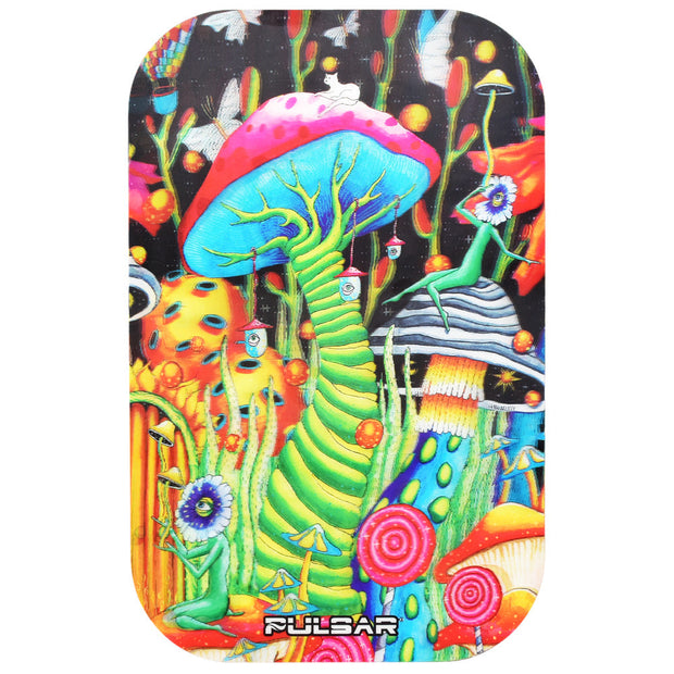 Pulsar Metal Rolling Tray W/ Lid - Garden of Cosmic Delights / 11" x 7" - Headshop.com