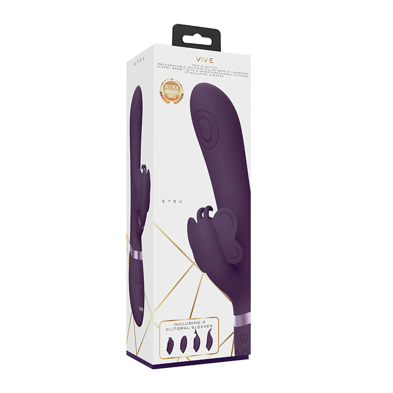 VIVE ETSU Pulse-Wave Rabbit Vibrator With Interchangeable Clitoral Sleeves Purple - Headshop.com
