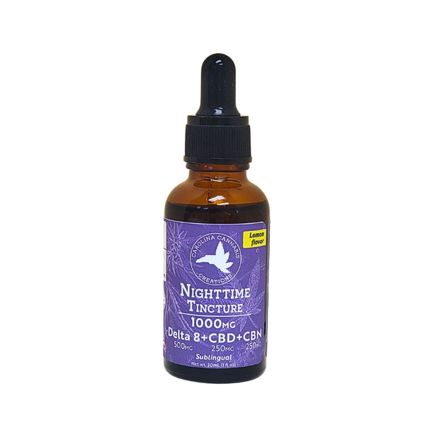 Nighttime Tincture 1000mg | Delta 8, CBN, CBD | Lemon | Carolina Cannabis Creations Nighttime Tincture 1000mg | Delta 8, CBN, CBD | Lemon | Carolina Cannabis Creations