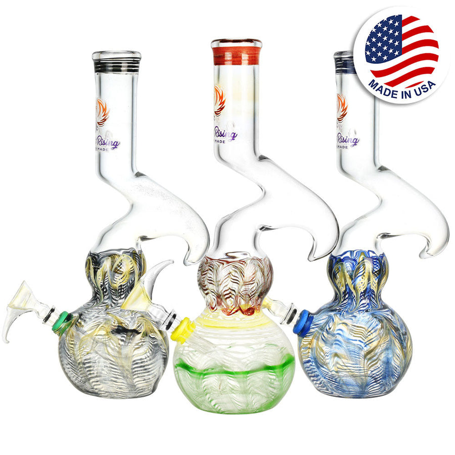 Phoenix Rising Bubble Base Water Pipe w/ Hook - 12"/Colors Vary - Headshop.com