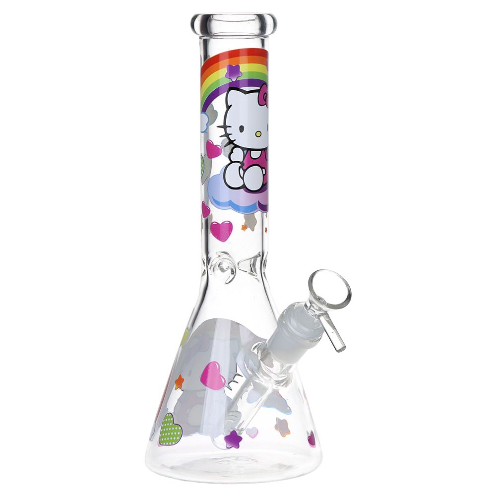Greetings Feline Glass Beaker Water Pipe | 10" | 14mm F | Designs Vary - Headshop.com
