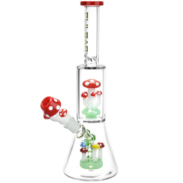 Pulsar Shroom Life Beaker Water Pipe - 11.75" / 14mm F / Red Pulsar Shroom Life Beaker Water Pipe - 11.75" / 14mm F / Red