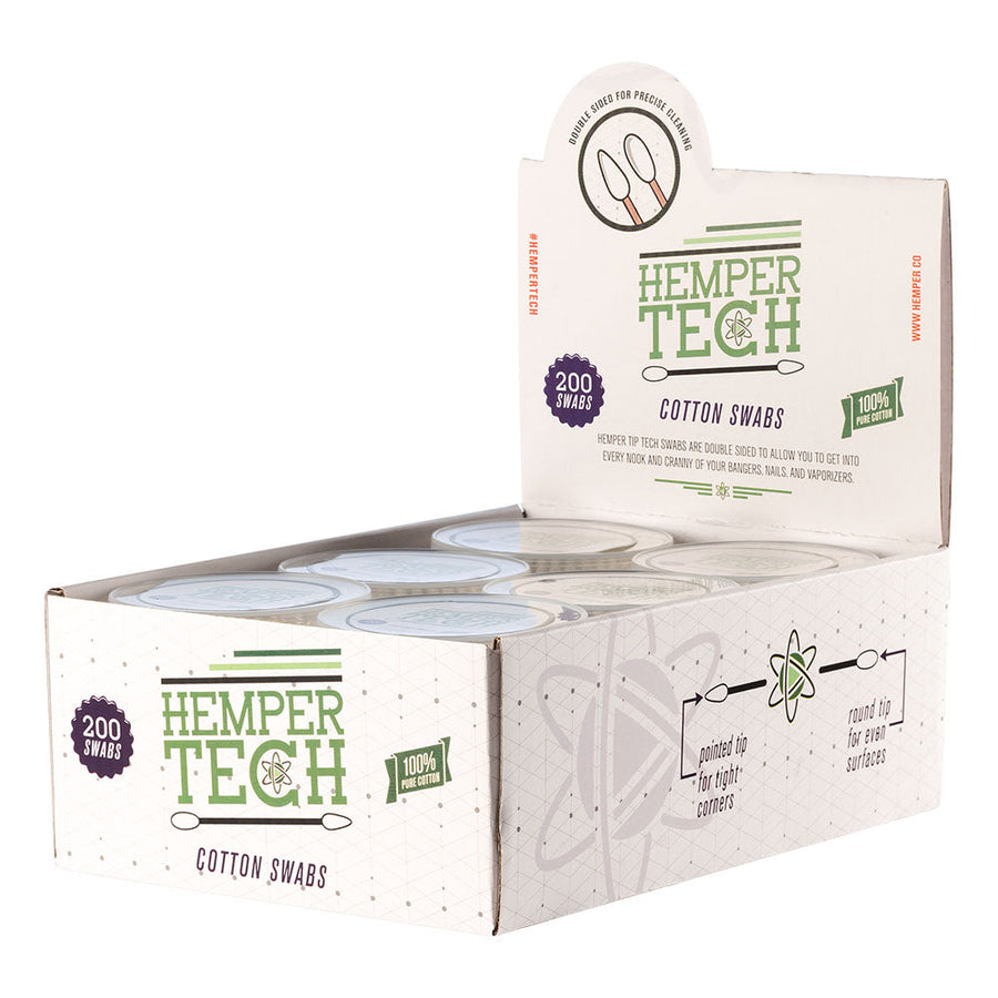6pc Display - Hemper Tech Dual Tip Cotton Swab - 200pk - Headshop.com