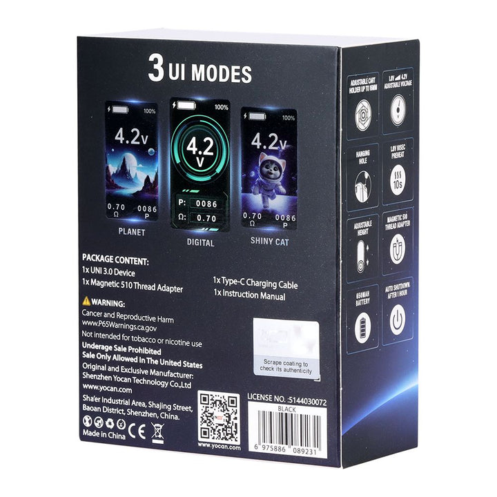 Yocan UNI 3.0 Universal Box Mod | 650mAh - Headshop.com