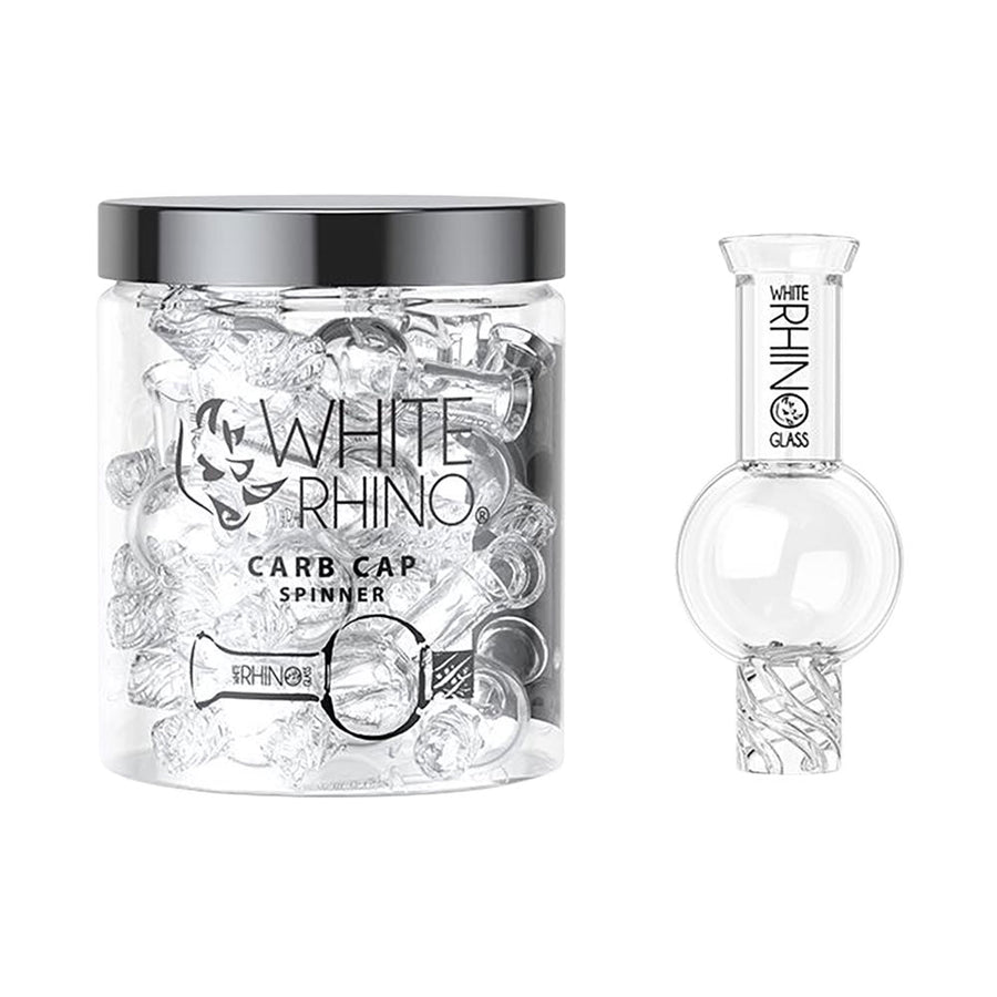 15PC JAR - White Rhino Glass Spinner Carb Cap - 27mm - Headshop.com