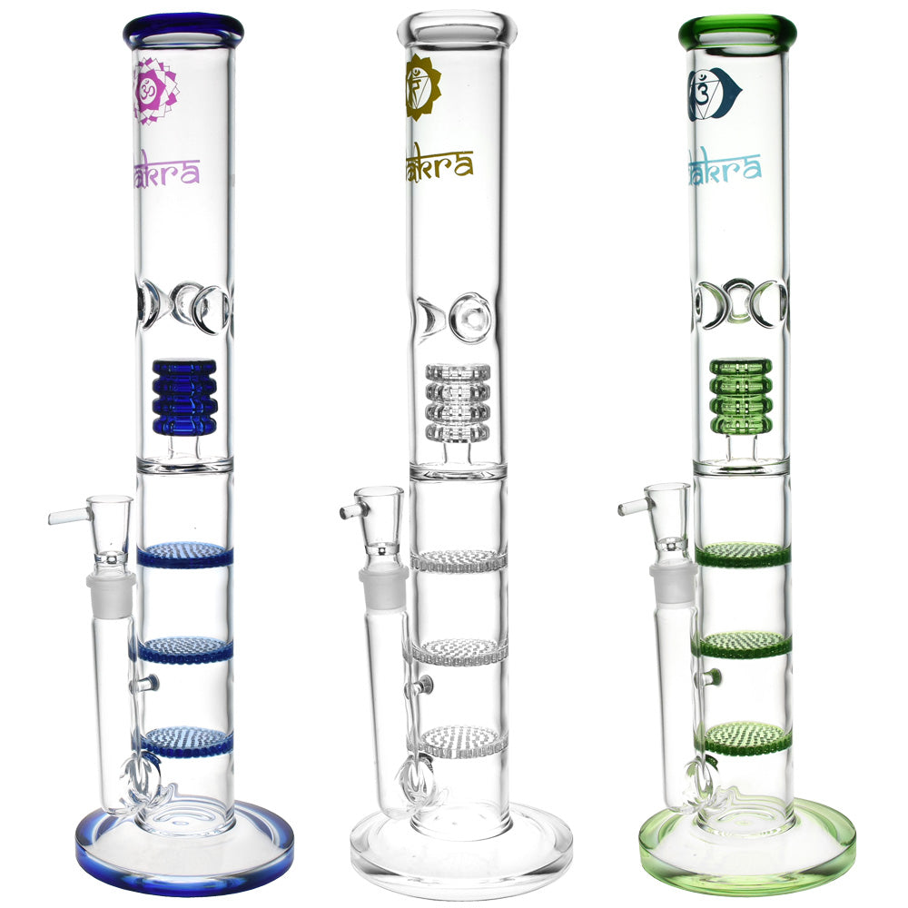 Chakra Triple Honeycomb Water Pipe - 16"/19mm F/Clrs Vry - Headshop.com