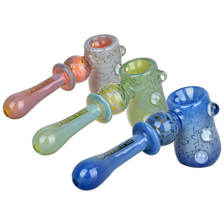 Pulsar Inside Print Glass Hammer Bubbler | THC Blueprint | 5.25" - Headshop.com