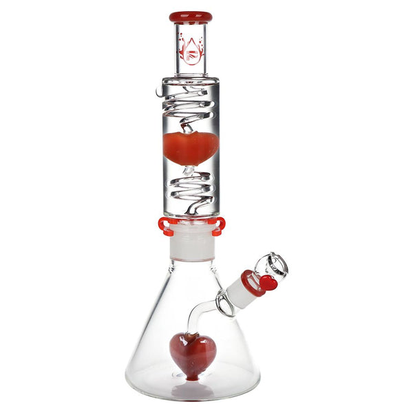 Pulsar Love Heart Beat Glycerin Beaker Glass Water Pipe - 14" / 19mm F Pulsar Love Heart Beat Glycerin Beaker Glass Water Pipe - 14" / 19mm F