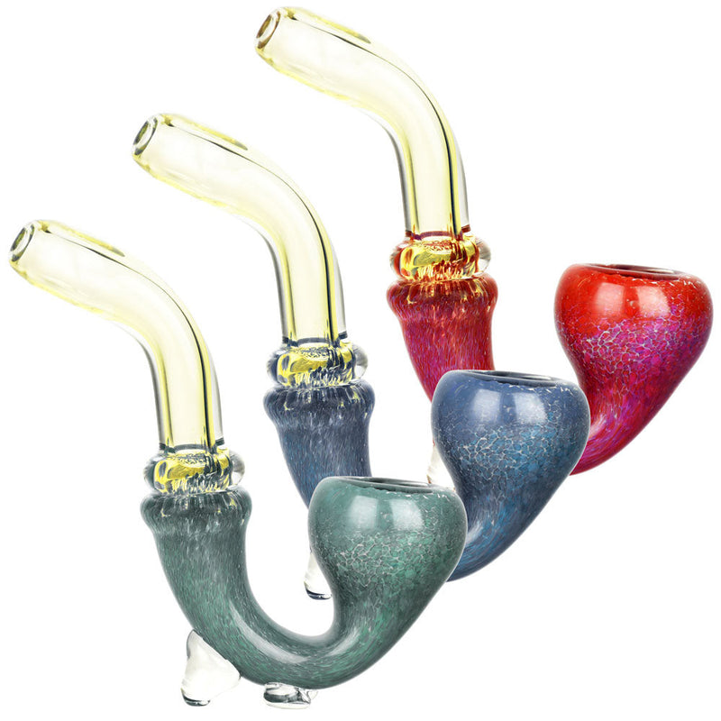 Fritted Flow Stand-up Glass Sherlock Pipe - 5" / Colors Vary - Headshop.com