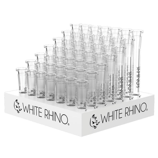 White Rhino Glass Downstems- 19/14mm / Asst Sizes - 49PC DISP - Headshop.com