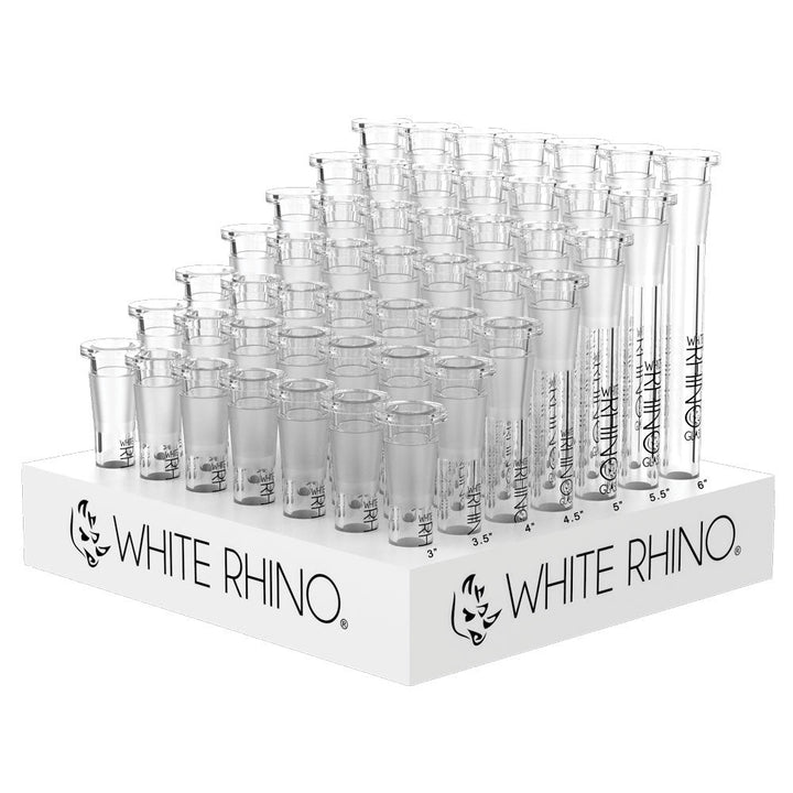 White Rhino Glass Downstems- 19/14mm / Asst Sizes - 49PC DISP - Headshop.com