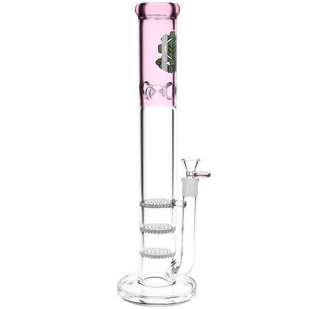 SeshGear Triple Honeycomb Perc Straight Tube Water Pipe - 15" / 14mm F / Colors Vary - Headshop.com