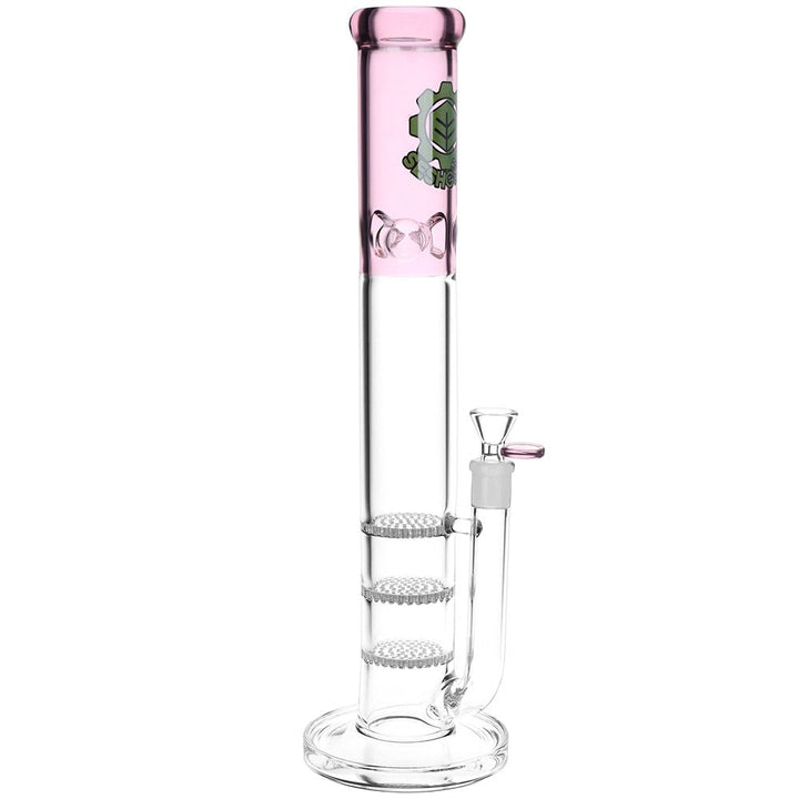 SeshGear Triple Honeycomb Perc Straight Tube Water Pipe - 15" / 14mm F / Colors Vary - Headshop.com