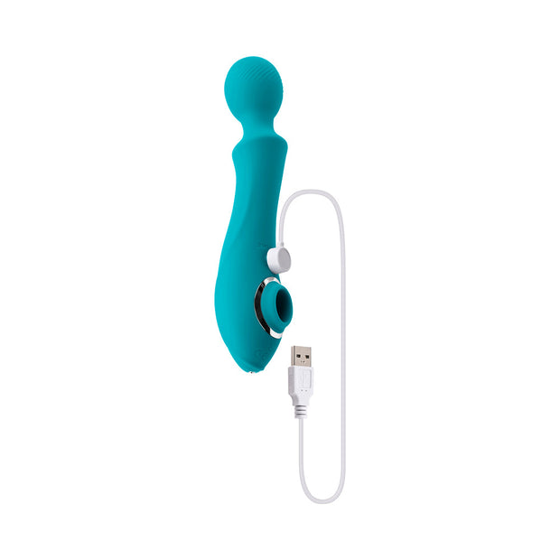 Evolved Wanderful Sucker Rechargeable Wand with Suction Silicone Teal - Headshop.com