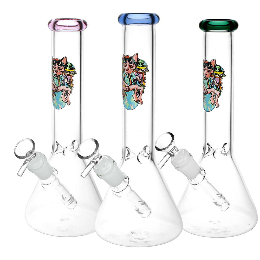 Chill Cat Glass Beaker Water Pipe | 14mm F | Colors Vary - Headshop.com