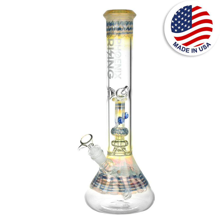 Phoenix Rising Mini Pipe Perc Beaker Water Pipe - 15"/19mm F - Headshop.com