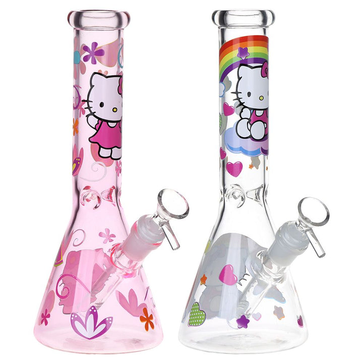 Greetings Feline Glass Beaker Water Pipe | 10" | 14mm F | Designs Vary - Headshop.com
