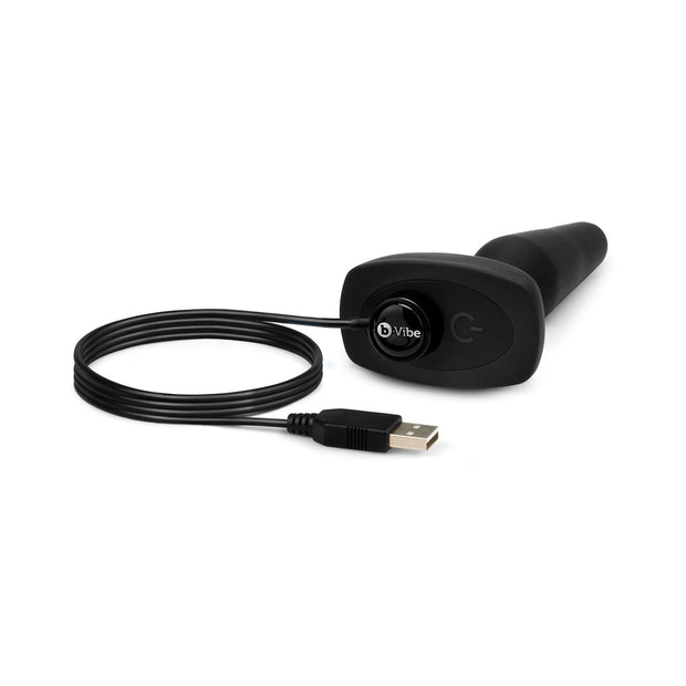 b-Vibe Trio Rechargeable Remote-Controlled Triple-Motor Vibrating Silicone Anal Plug Black - Headshop.com