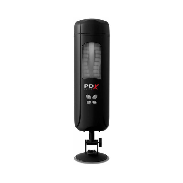 PDX Elite Ultimate Milker Gyrating Suction Stroker With Audio and Suction Cup Clear/Black - Headshop.com