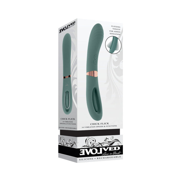 Evolved Chick Flick Rechargeable Vibrator with Flicker Silicone Mint - Headshop.com