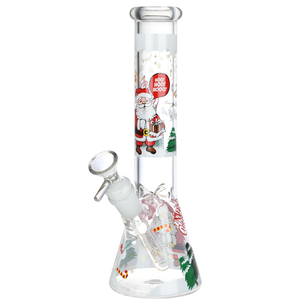 Christmas Themed Glass Water Pipe - 10" / 14mm F / Designs Vary - Headshop.com
